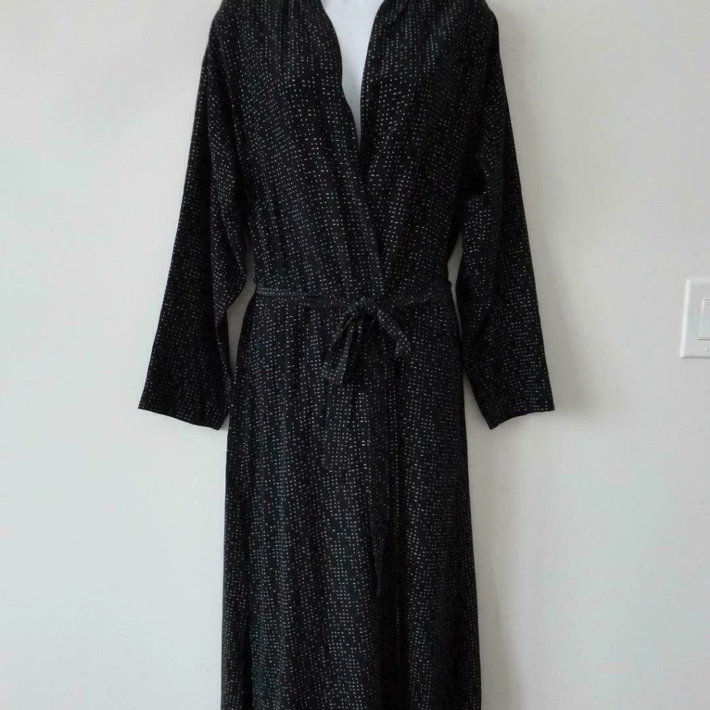 New Eileen Fisher Black Morse Code Tencel Viscose Kimono Jacket Medium